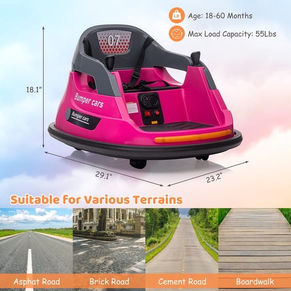 dimension image slide 1 of 2, Electric Ride on Bumper Car for Toddlers, Ride on Car with Remote Control