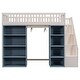 preview thumbnail 7 of 9, Full Size Loft Bed with 2 Four-layer Storage Cabinets and Curtain, White+Blue