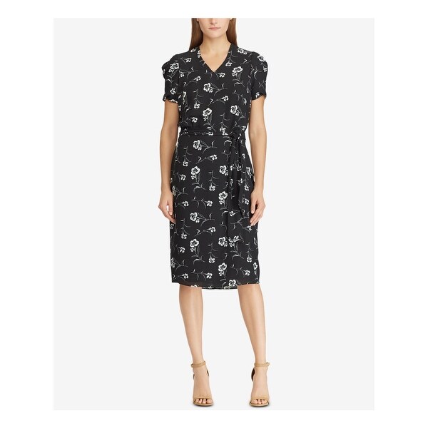 Shop RALPH LAUREN Womens Black Belted Crepe Printed Short ...