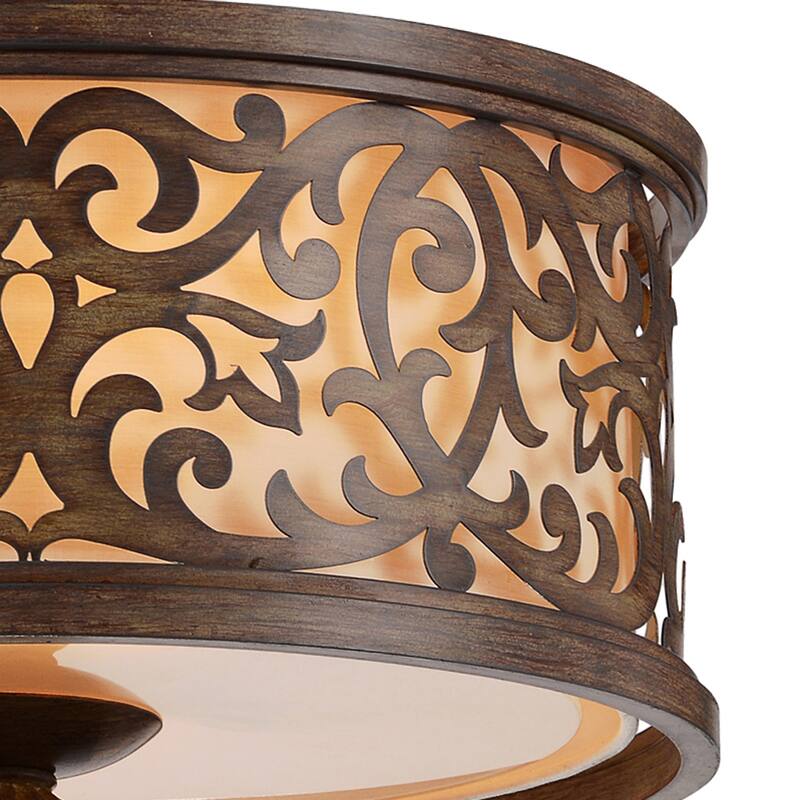 Nicole 3 Light Drum Shade Flush Mount With Brushed Chocolate Finish - Brushed Chocolate