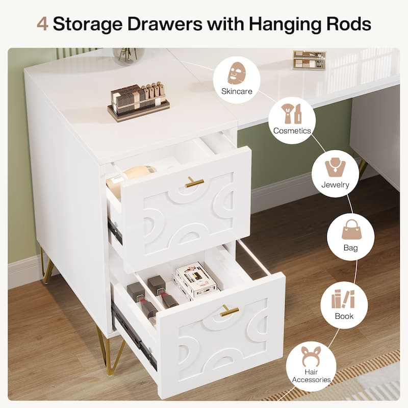 59-Inch Makeup Vanity Desk with 4 Drawers, Modern Beauty Table
