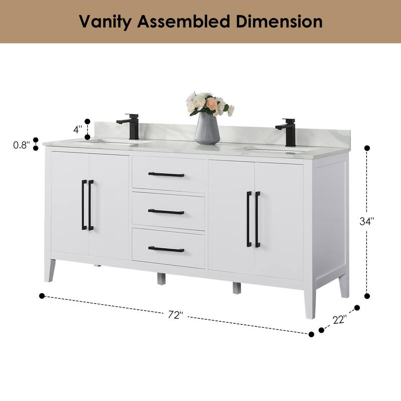 Altair Laurel Bath Vanity with Calacatta White Quartz Stone Countertop without Mirror