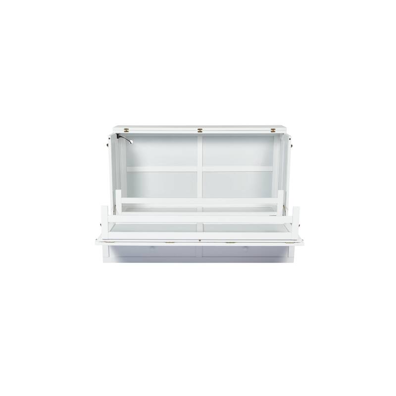 Roomfitters Queen Murphy Bed Cabinet with Storage Compartment, Charging Station with USB, Solid Pine Wall Bed