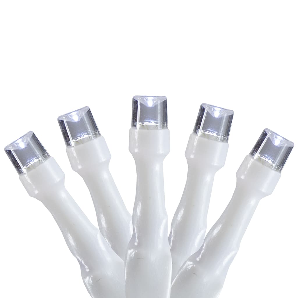 10 B/O Pure White LED Wide Angle Christmas Lights 3ft White Wire - 3'