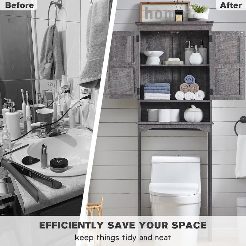 Farmhouse Over The Toilet Storage Cabinet, 67" Tall Bathroom Cabinet