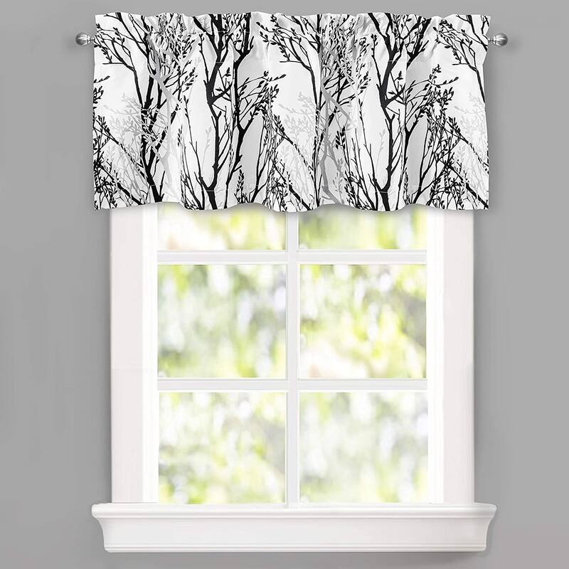 DriftAway Tree Branch Abstract Ink Printing Lined Window Curtain Valance 2 Pack