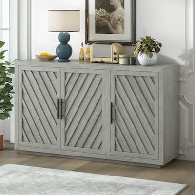 Retro-Style Sideboard with Adjustable Storage and Distressed Finish