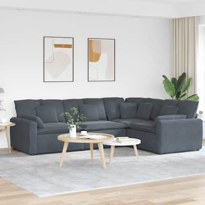 vidaXL Modular Sofa Dark Grey Velvet (100% Polyester), Foam, Metal - 85.4 x 124.8 x 25.2 in