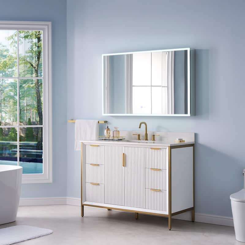 30'' H Recessed or Surface Frameless LED Mirror Cabinet With Defogger, Dimmer, Outlets & USB Ports 