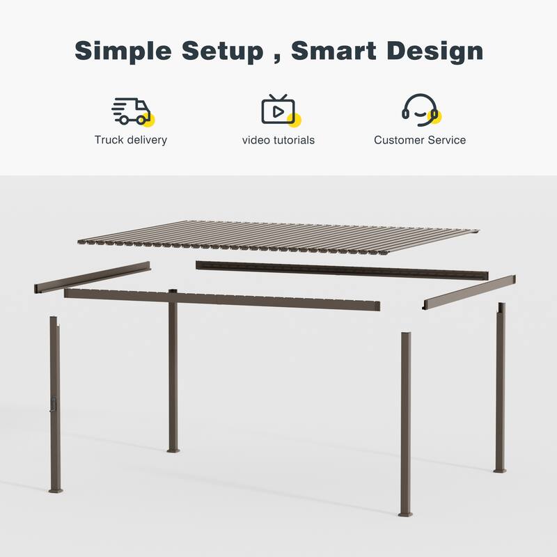 Patio Louvered Pergola with Adjustable Roof, Aluminum Steel Pergola