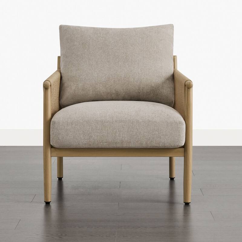 Spruce & Spring Braid Boho Accent Chair with Woven Paper Rope Armrest & Wood-Look Metal Frame