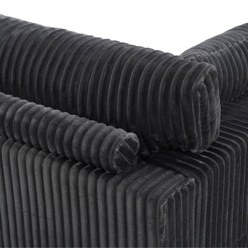 40"W Plush Corduroy Corner Accent Chair Sectional Module with Pillow