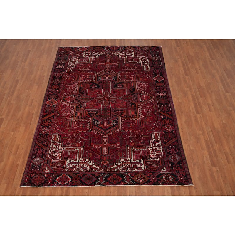 Hand Knotted Oriental 100% Wool Carpet Traditional Medallion Red Heriz Area Rug - 11' 0'' X 8' 0''