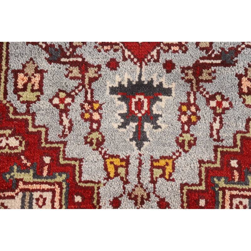 Geometric Heriz Serapi Indian Accent Rug Handmade Wool Carpet - 2'11" X 5'0"