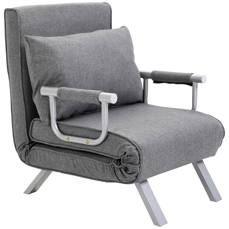 Single Folding 5-Position Convertible Sofa Bed - Light Grey