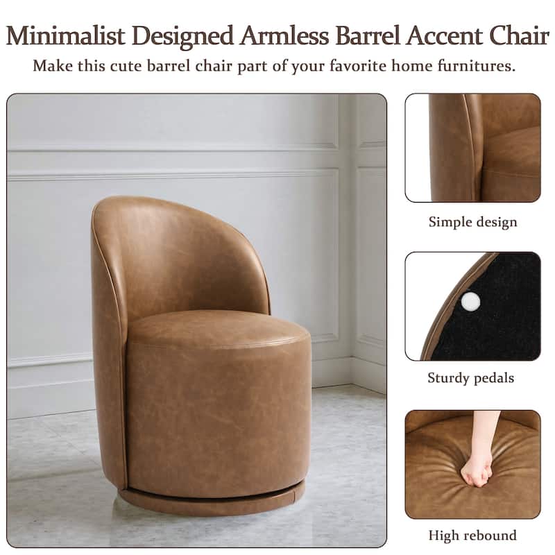 Modern Armless 360-Degree Swivel Dining Chair Barrel Chair