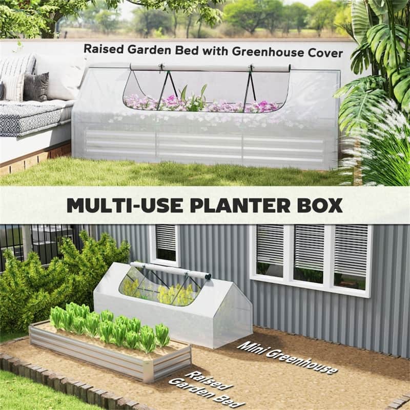 PE Steel Mini Greenhouse with Raised Planter Bed