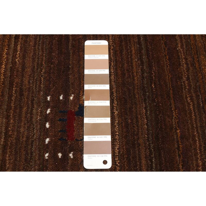 ECARPETGALLERY Hand Loomed Kashkuli Gabbeh Dark Brown Wool Rug - 3'11 x 6'0