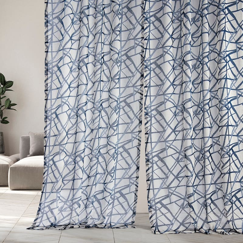Exclusive Fabrics Matrix Printed Faux Linen Sheer Curtain (1 Panel)