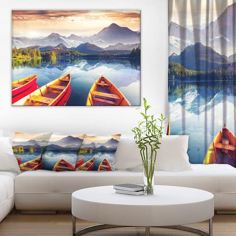 Designart - Boats Heading to Lake - Landscape Canvas Art Print