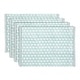 preview thumbnail 1 of 91, over&back Hand-Blocked 100% Cotton Placemats - Machine Washable - Set of 4 Blue Leaf