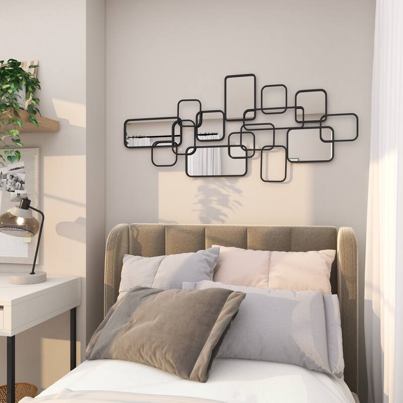 CosmoLiving by Cosmopolitan Artistic Black Metal Geometric Wall Mirror