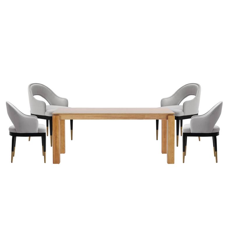 Manhattan Comfort Rockaway Modern 70.86 Solid Wood Dining Set