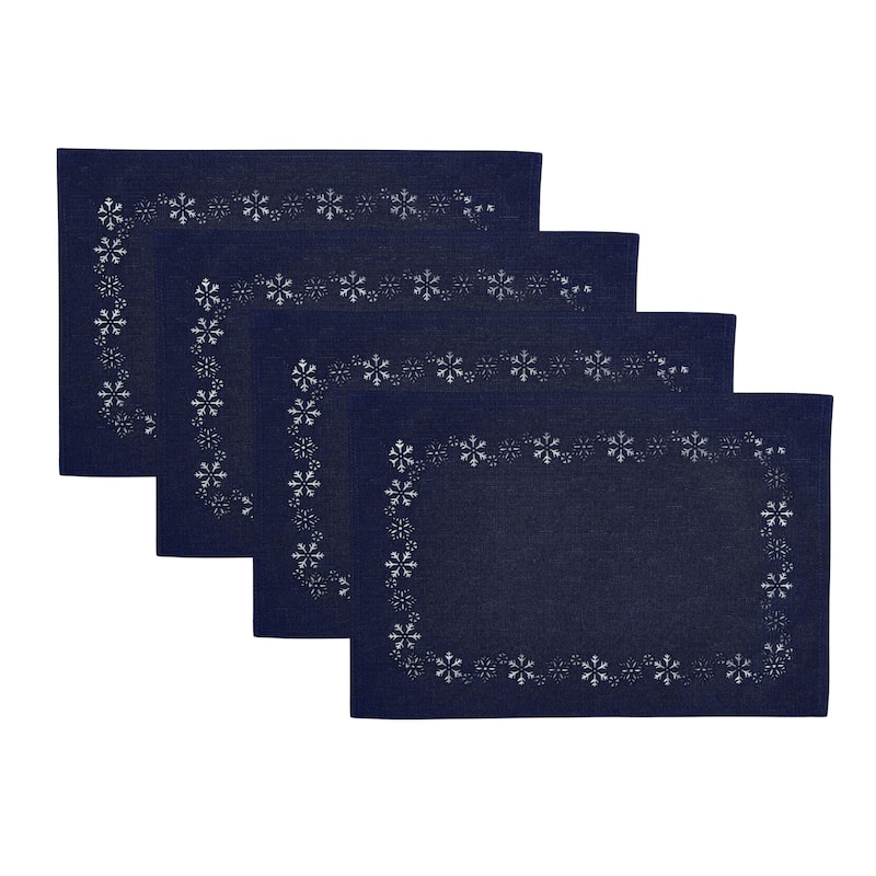 Snowflake Laser Cut Placemats, Set of 4 - 13"x19" - 13"x19"