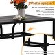 preview thumbnail 12 of 15, Outdoor Metal Dining Table Rectangle with Umbrella Hole for 6 People
