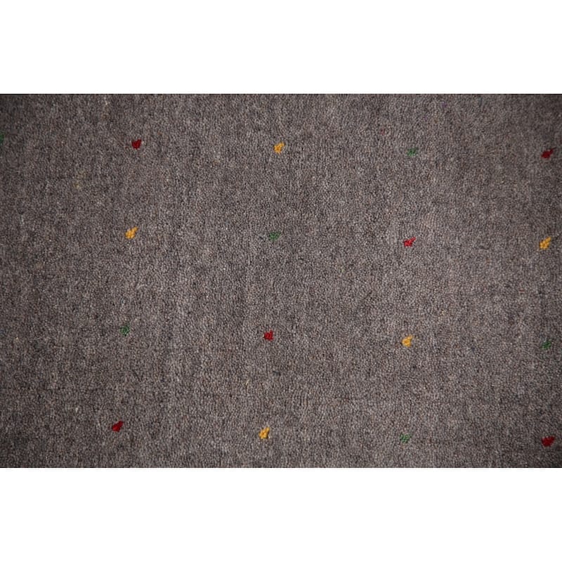 Silver Gray Gabbeh Oriental Area Rug Handmade Wool Carpet - 7'10" x 9'11"