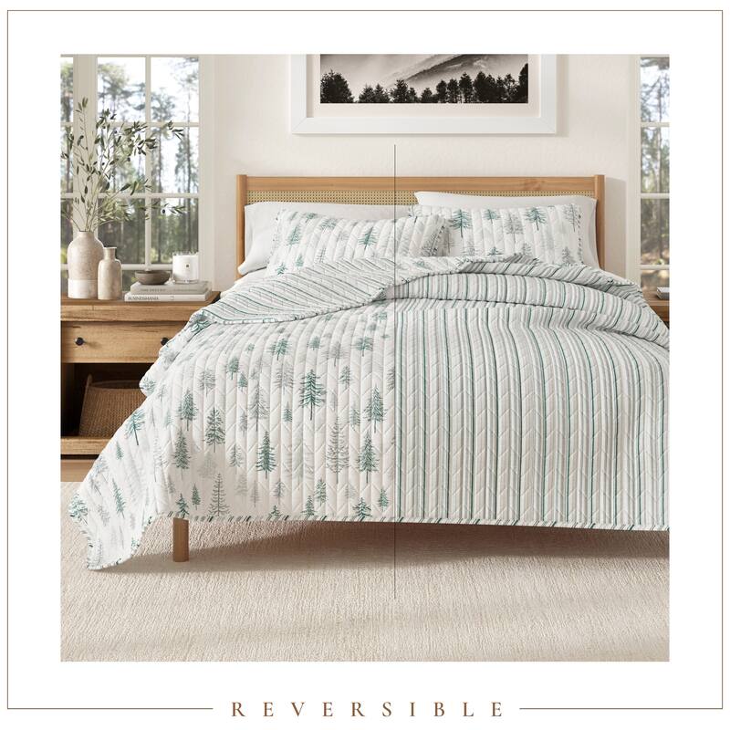 Rustic Woodland Reversible Microfiber Quilt Set with Shams