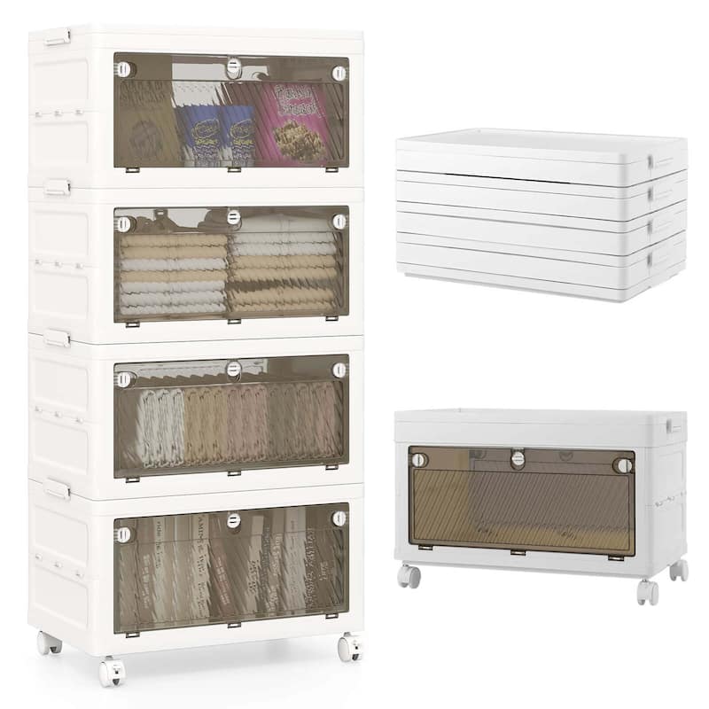 Costway 3/4-Tier Stackable Storage Bins 33-gal Collapsible Storage
