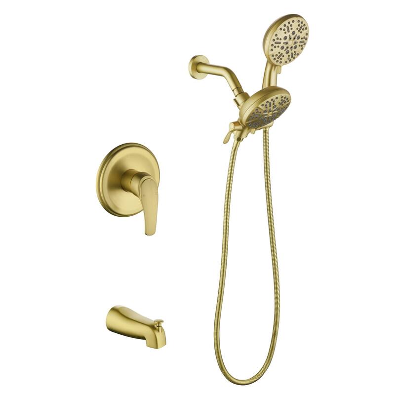 Wall Mounted High Pressure Shower System with Tub Spout Shower Faucet with Rain Shower Head and Handheld Spray