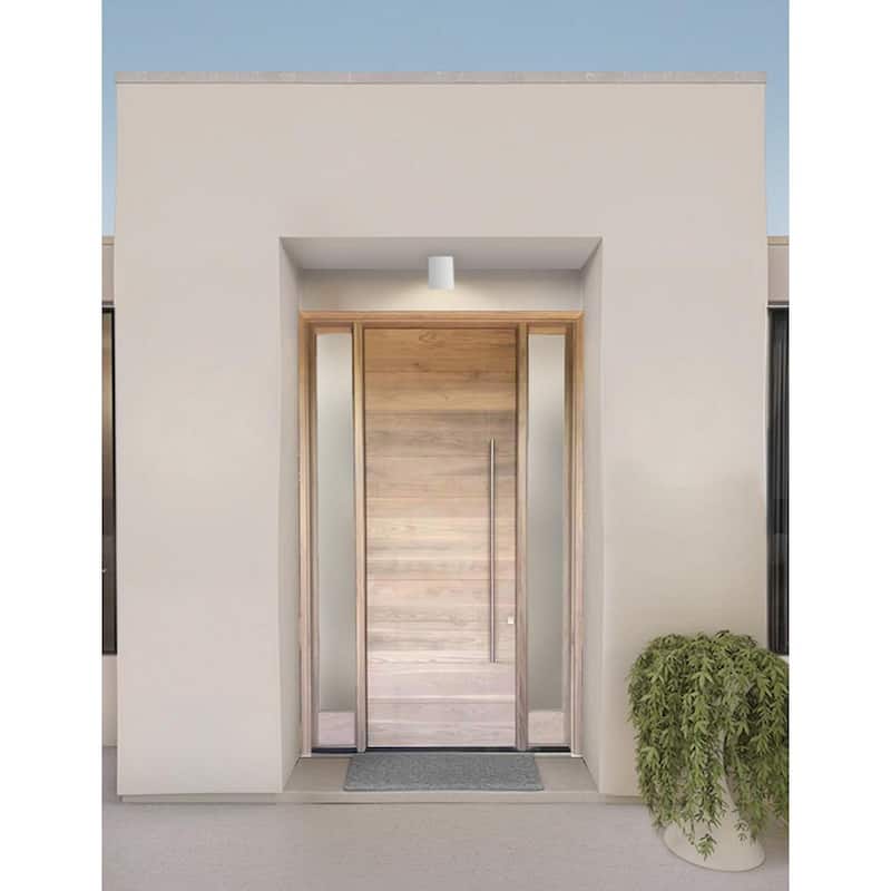 Cylinder 5" White Modern Outdoor Ceiling Light - 8.460" x 6.500" x 6.500"