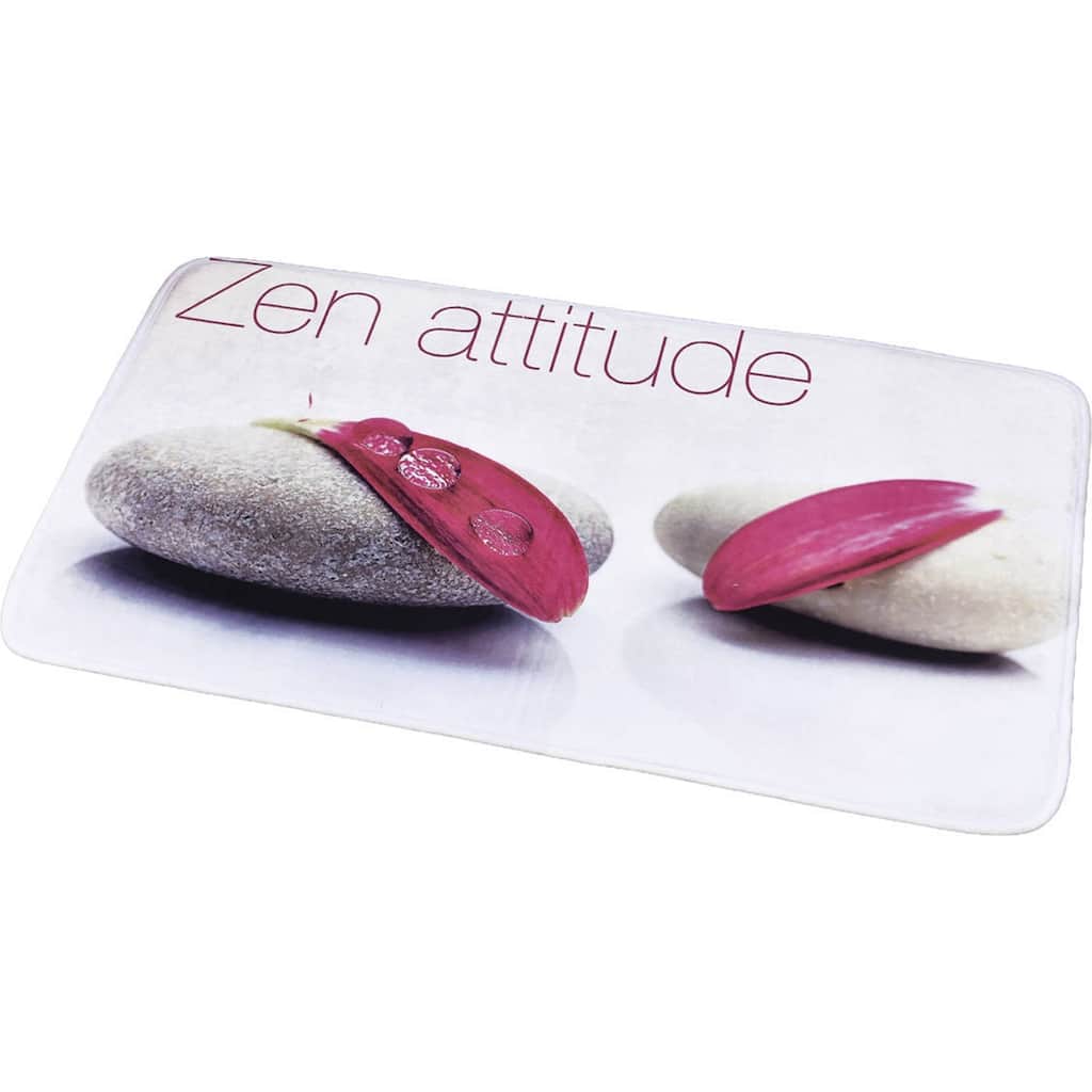 Bathroom Rug Memory Foam Mat Zen Attitude Print Pink 36"L x 24"W