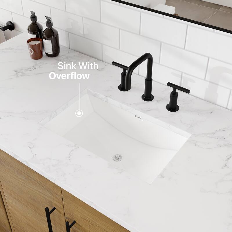 Graham 60"W Oak SS Bath Vanity with WH Arabescato Engineered Stone Top