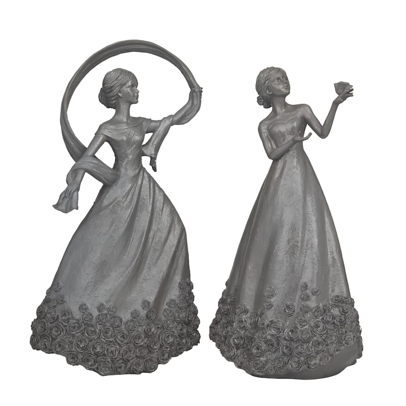 Resin People Sculpture - Set of 2 - Roche River Decor - Gray