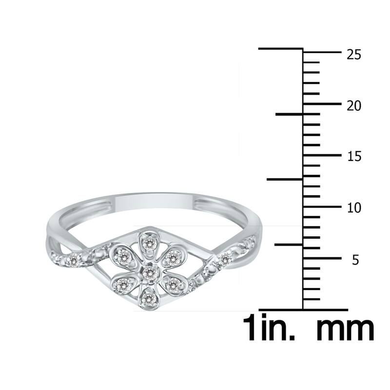 Marquee Diamond Flower Twist Ring in 10K White Gold