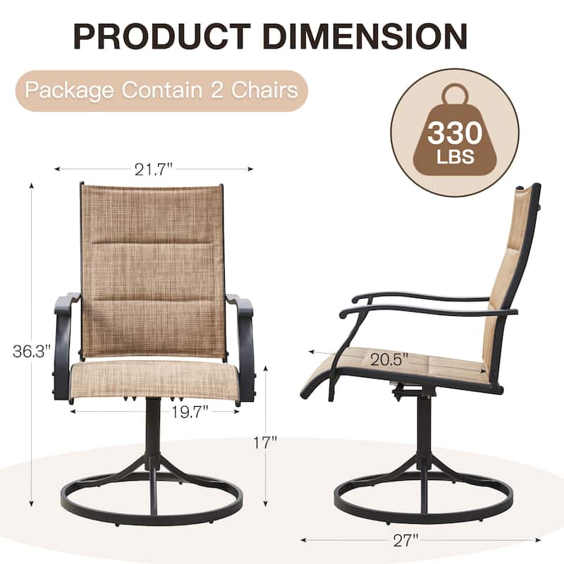 EROMMY Outdoor Swivel Patio Chairs 2/4 Pack, High-Back Textilene Dining Rocker Chairs with Metal Frame
