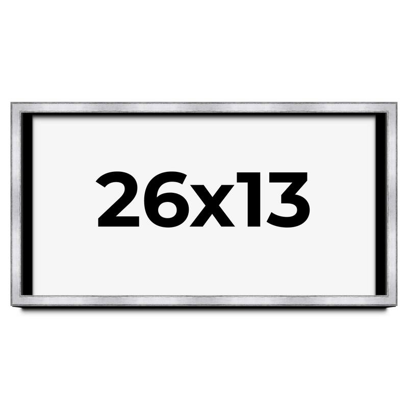 26x13 Shadow Box Frame Silver | 1.375 Inches Deep Real Wood
