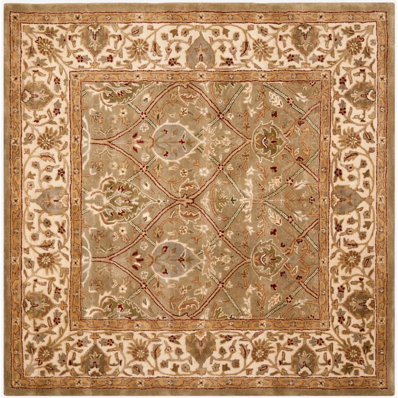 SAFAVIEH Handmade Persian Legend Pietra Traditional Oriental Wool Rug - 6' Square - Light Green/Beige