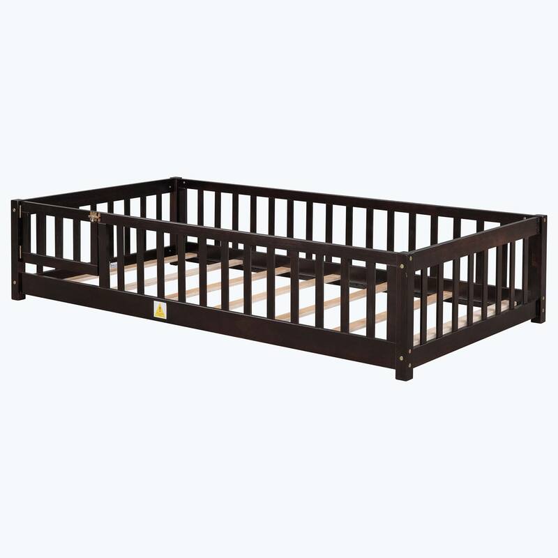 Durable Floor Platform Bed with Fence