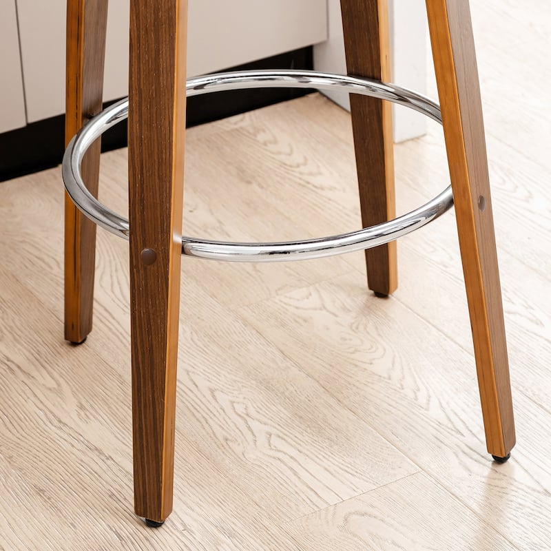 Glitzhome Set of 4 Modern Counter or Bar Height Faux Leather Swivel Pub Stools