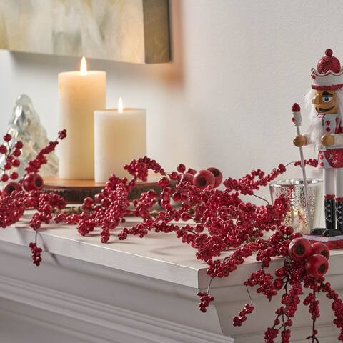 Parandes 4.5' Mixed Berry Artificial Garland by Christopher Knight Home - Red