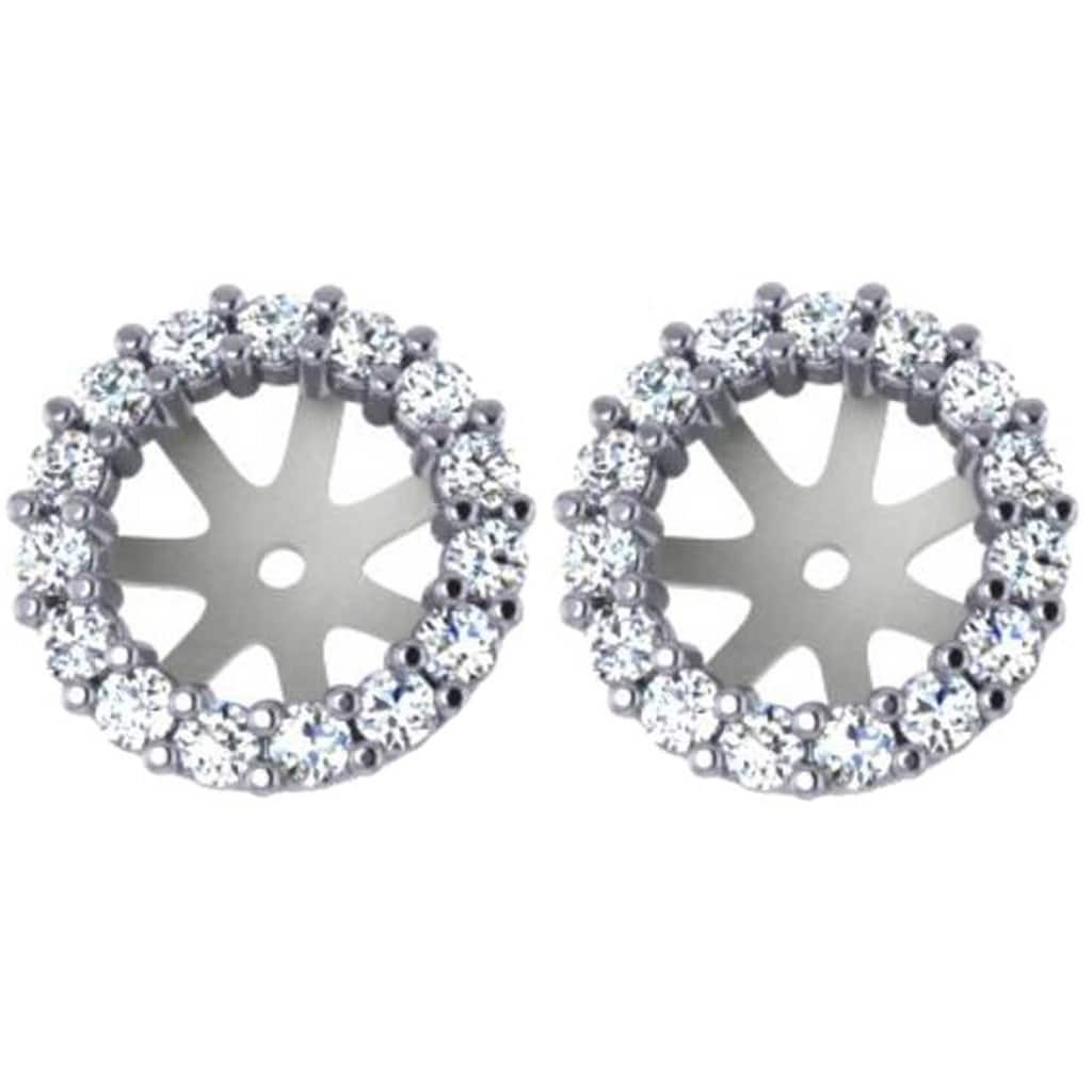 3/4ct Diamond Earring Studs Halo Jackets 14 Kt WG (6.5-7mm)