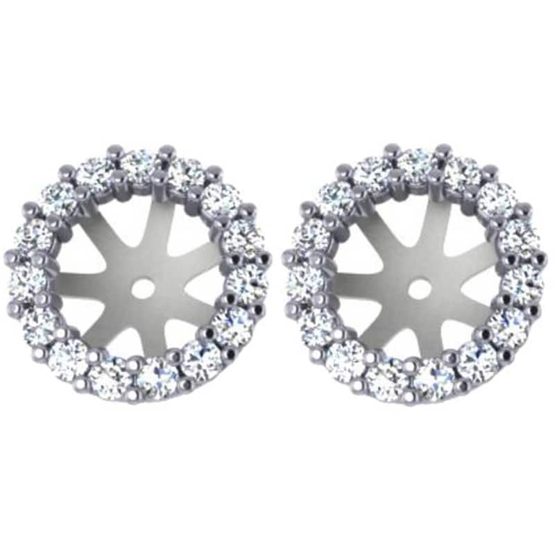 Bliss Diamond 3/4ct Diamond Earring Studs Halo Jackets 14 Kt WG (6.5-7mm) - White