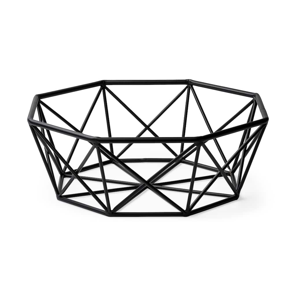 Davy Black Metal Large Hexagonal Bowl