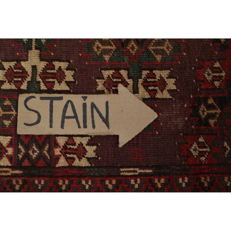 Hand Knotted Oriental 100% Wool Carpet Traditional Geometric Red Bokhara Area Rug - 9' 5'' X 5' 10''