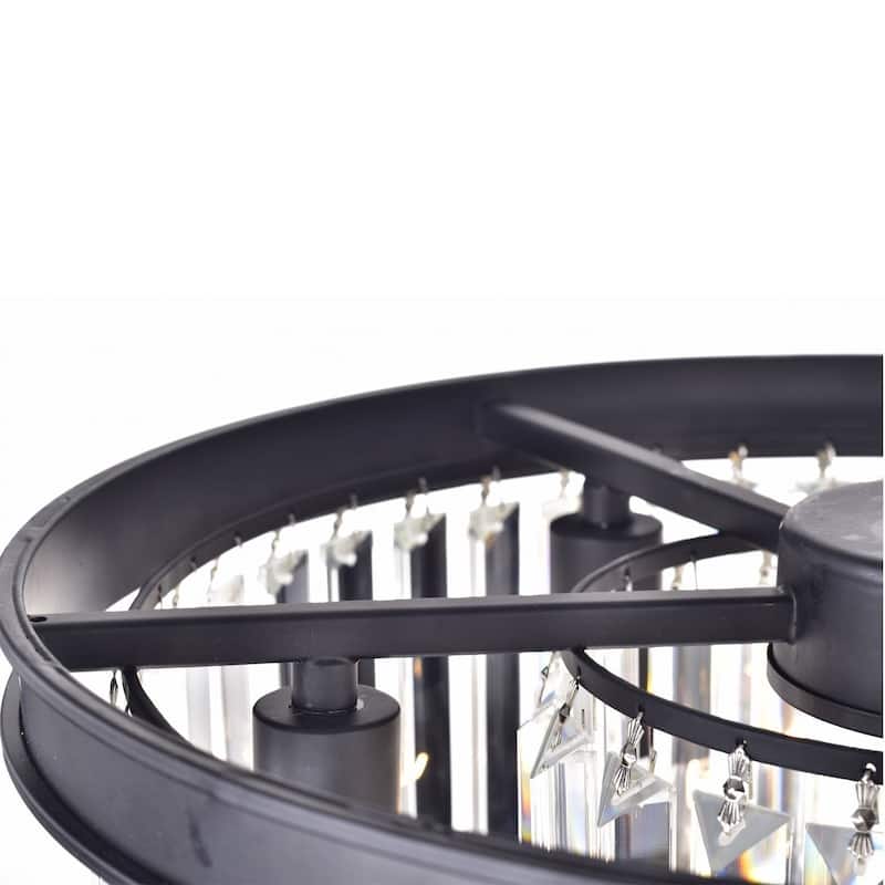 6-Light Luxury Modern 3-Tier Crystal Chandelier - Black