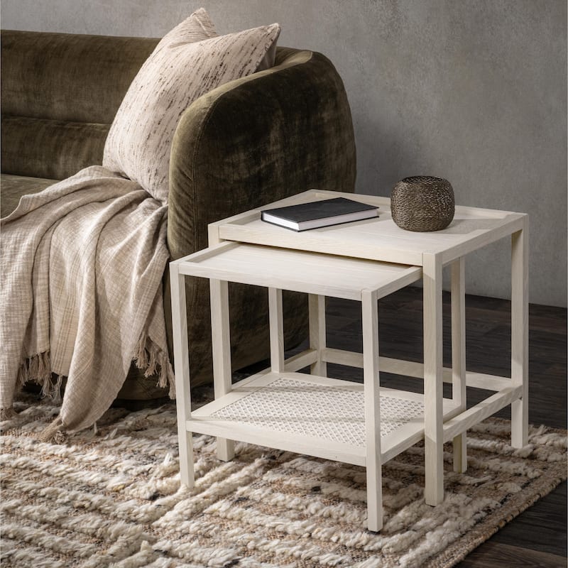 Classic Home Devin Oak Wood Nesting End Table